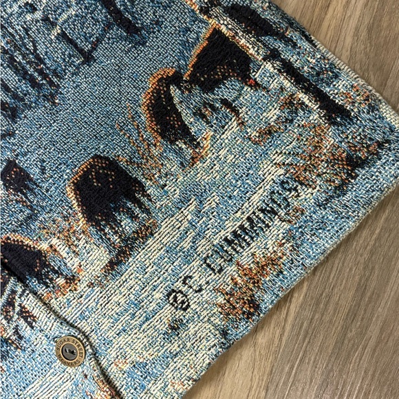 Vintage SUGAR  STREET Weavers Jacket Women’s Large Winter Snow Tapestry Blue. - Picture 7 of 13